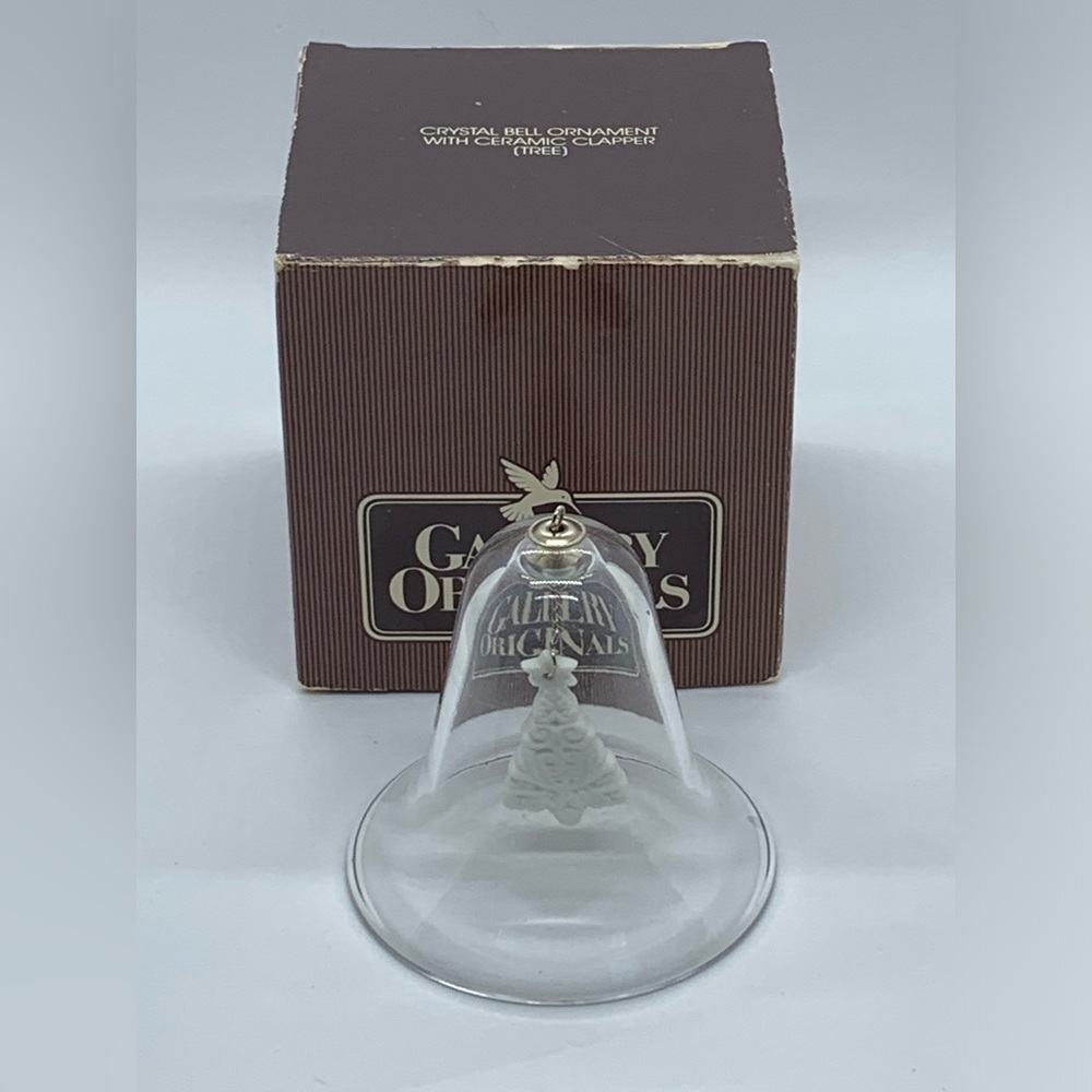 Vintage AVON Crystal Bell Ornament With Ceramic Tree Clapper Gallery Originals